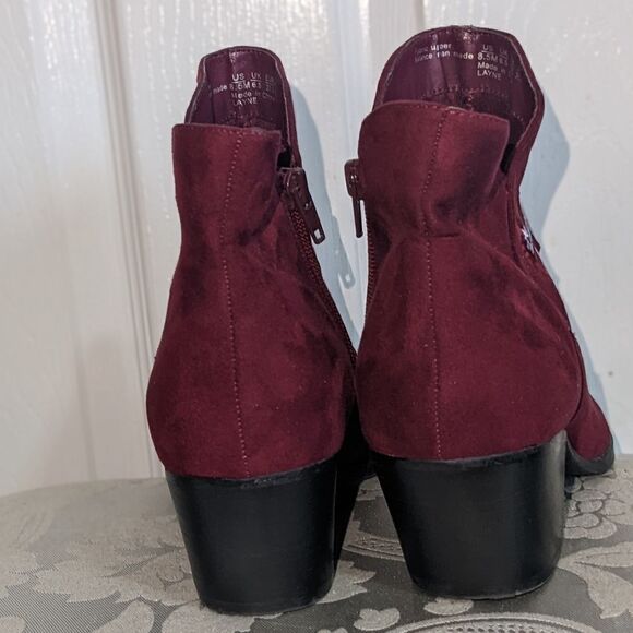 Cute trendy suede burgundy booties 8.5M - Picture 6 of 6